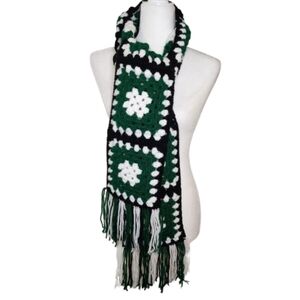 Handmade Crocheted Granny Square Scarf, OS Long